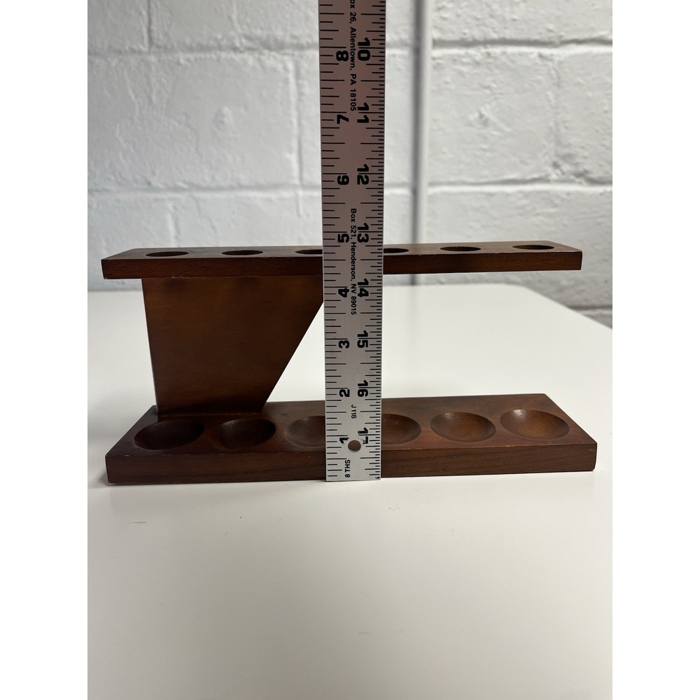 Fairfax Vintage Walnut Wood 6 Pipe Display Stand Holder Angled Unique USA - Picture 11 of 12